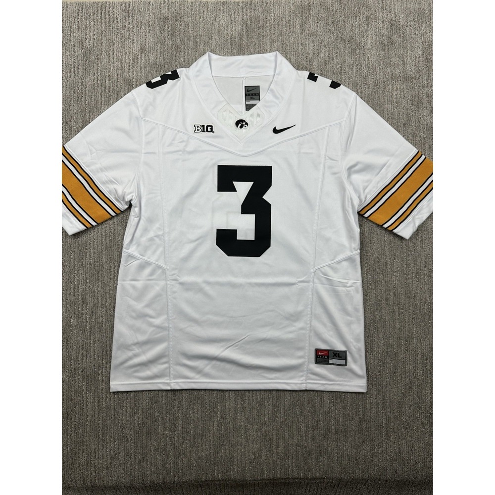 Nike Cooper DeJean Stitched #3 Iowa Hawkeyes White Jersey CFB HOT Men's XL